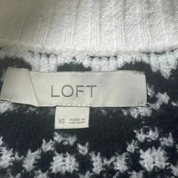 Loft Women's Black and White Sweater Size XS Mock Neck - Picture 4 of 9